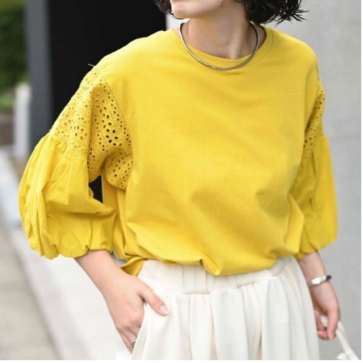 インド綿袖刺繍デザイントップス