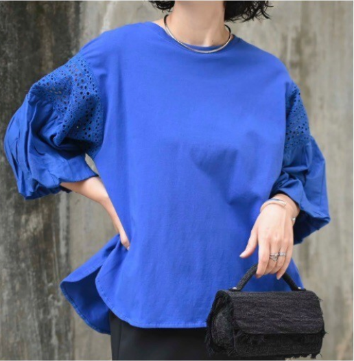 インド綿袖刺繍デザイントップス