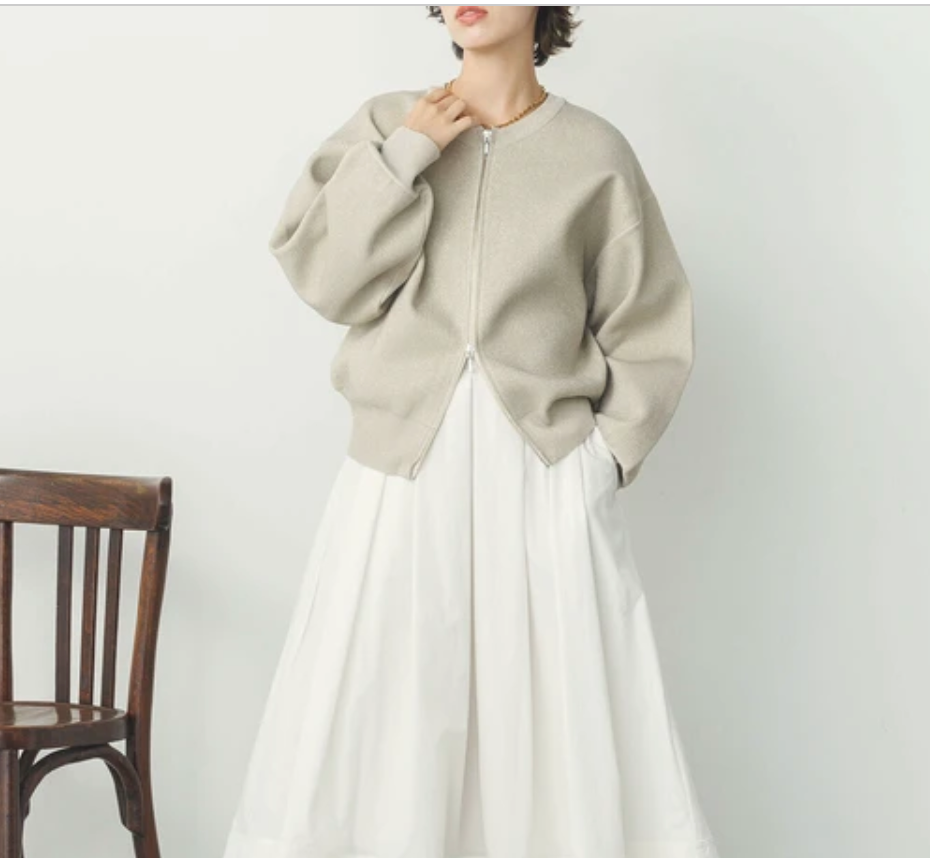 ジャガード編み ジップショートカーディガン