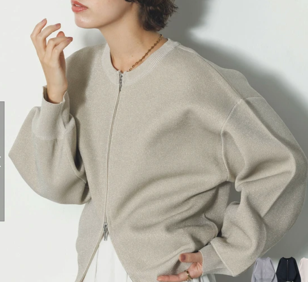 ジャガード編み ジップショートカーディガン