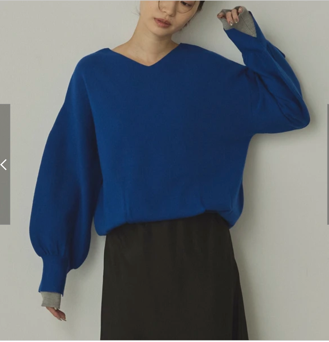 静電気防止 やわもちヤーン 袖ぽわん配色ニット 2025新作 A/W