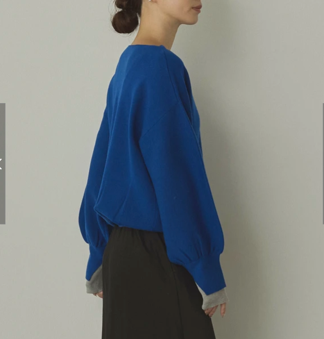 静電気防止 やわもちヤーン 袖ぽわん配色ニット 2025新作 A/W