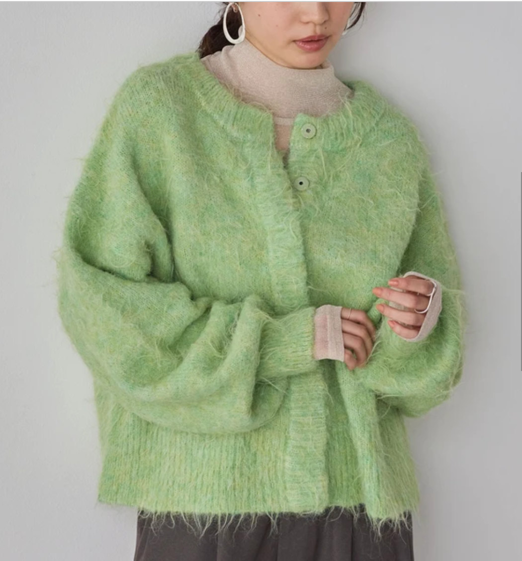 ミックスヤーン シャギー MIX起毛2WAYカーディガン （予約商品12/20発送予定）