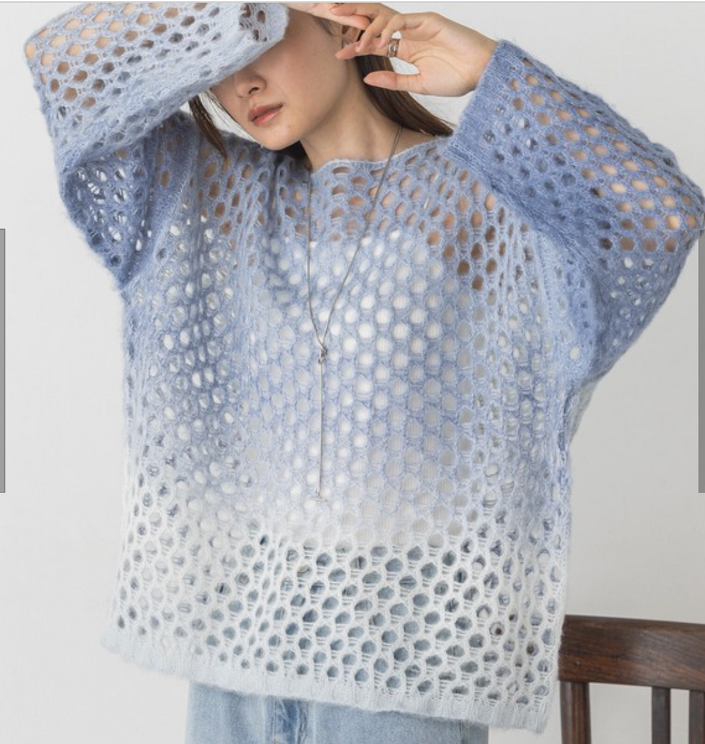 グラデモヘアライク メッシュニット 2024新作 A/W