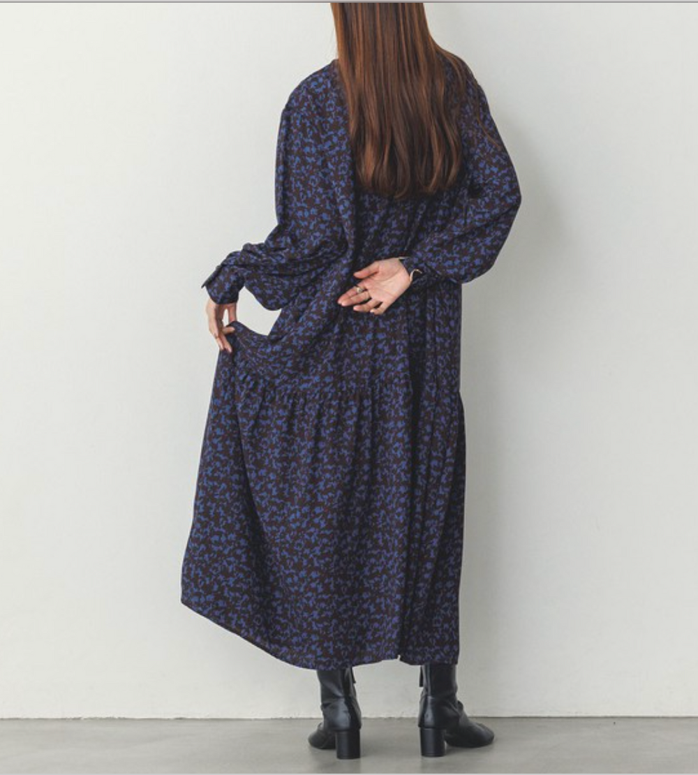 厚手ジョーゼット 柄ワンピース 2024新作 A/W