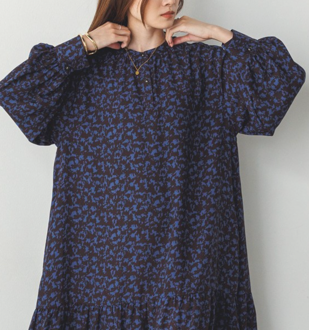 厚手ジョーゼット 柄ワンピース 2024新作 A/W