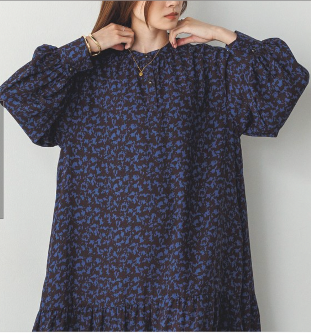 厚手ジョーゼット 柄ワンピース 2024新作 A/W