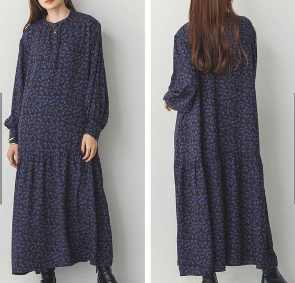 厚手ジョーゼット 柄ワンピース 2024新作 A/W