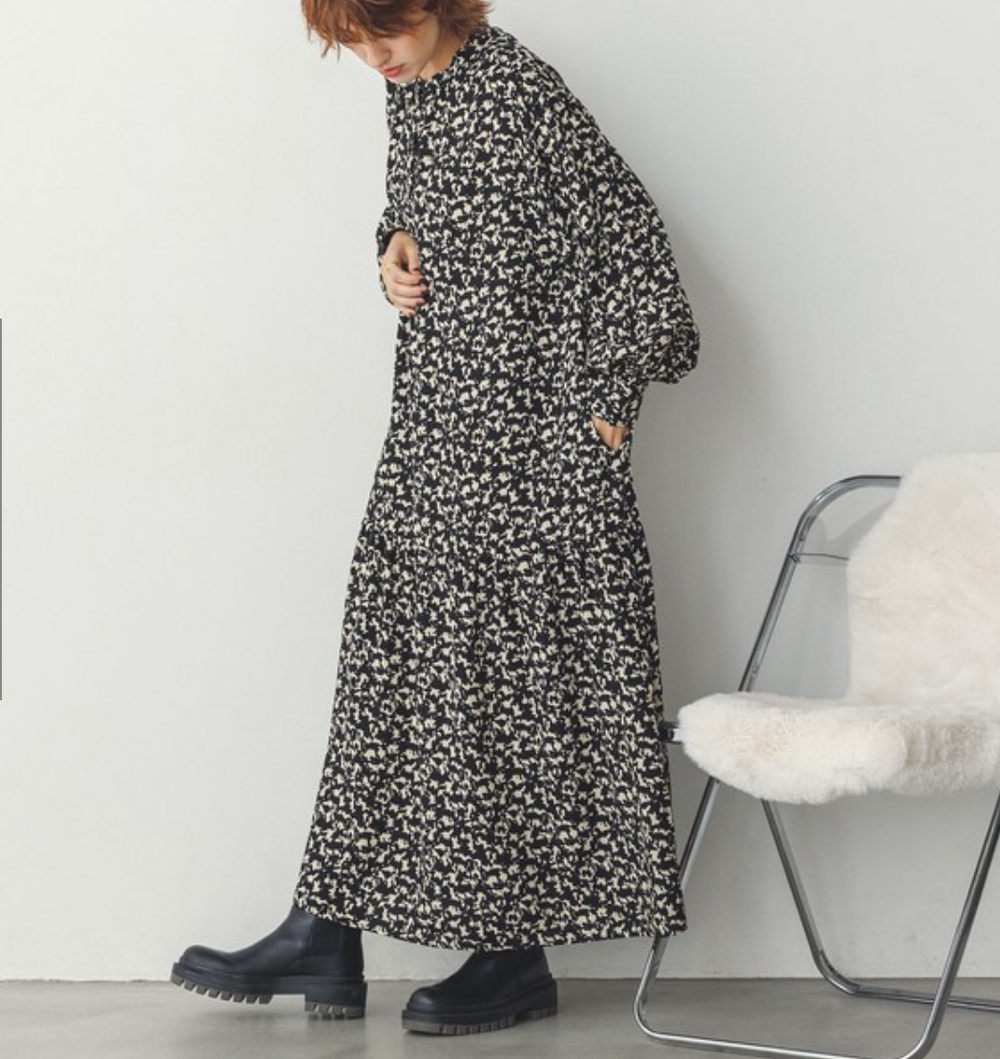 厚手ジョーゼット 柄ワンピース 2024新作 A/W