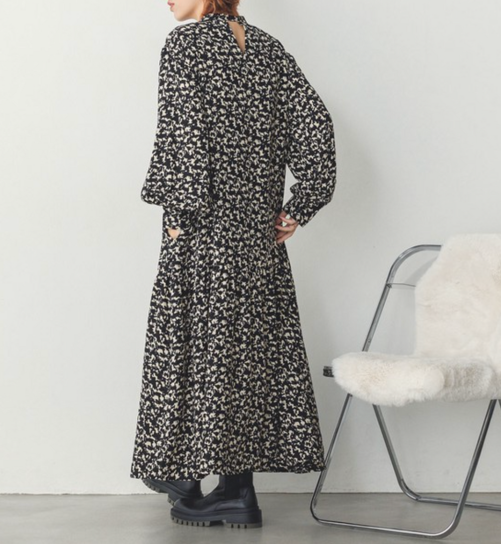 厚手ジョーゼット 柄ワンピース 2024新作 A/W
