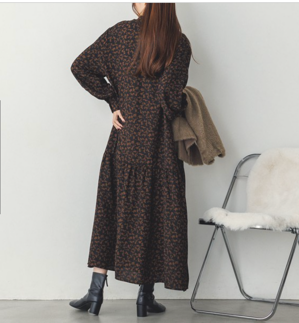 厚手ジョーゼット 柄ワンピース 2024新作 A/W