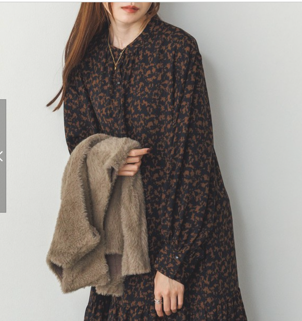 厚手ジョーゼット 柄ワンピース 2024新作 A/W