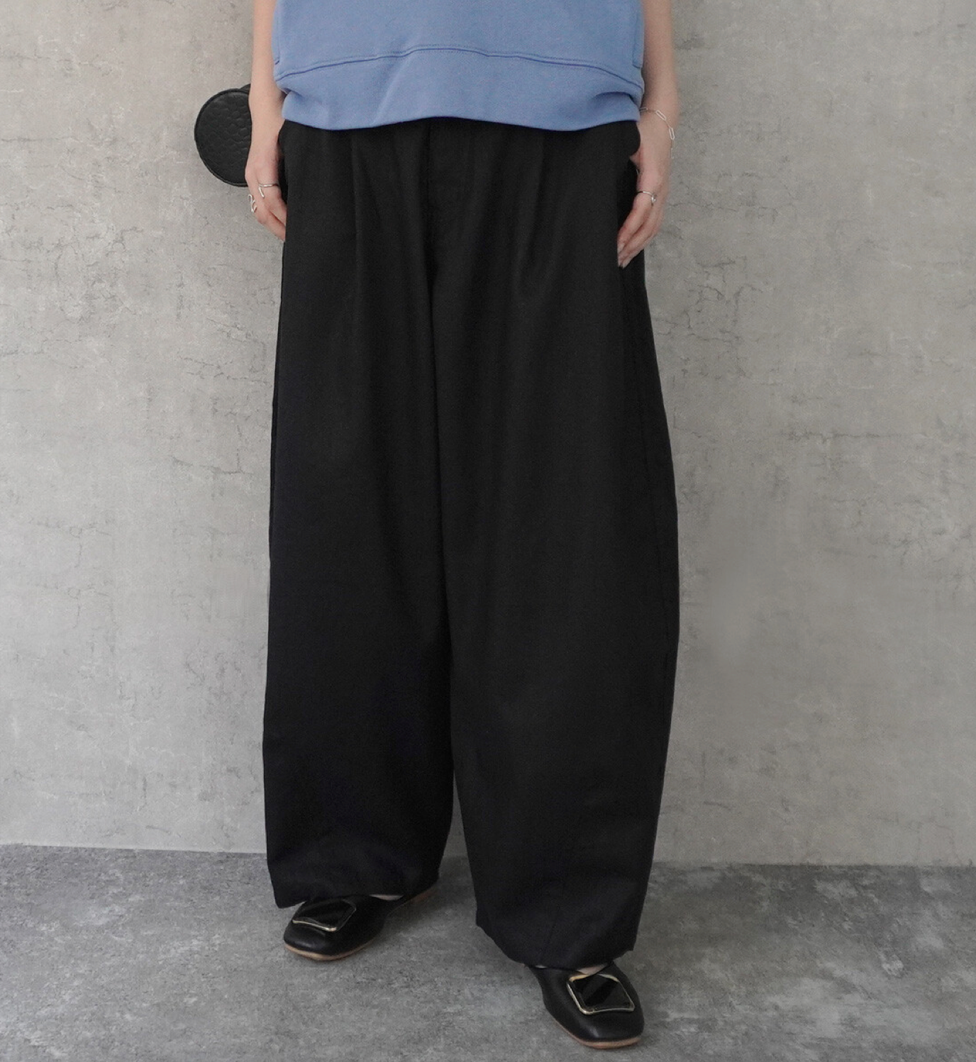 麻100%サーカスパンツ リネンバナナワイドパンツ 裏地付き バレルレッグ