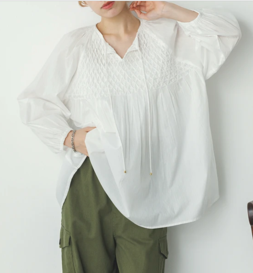 キャンブリックボイル スモッキングトップス