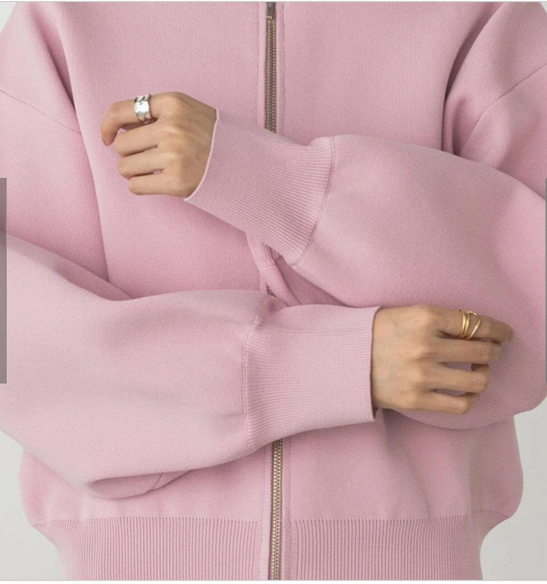 ジャガード編み ジップショートカーディガン