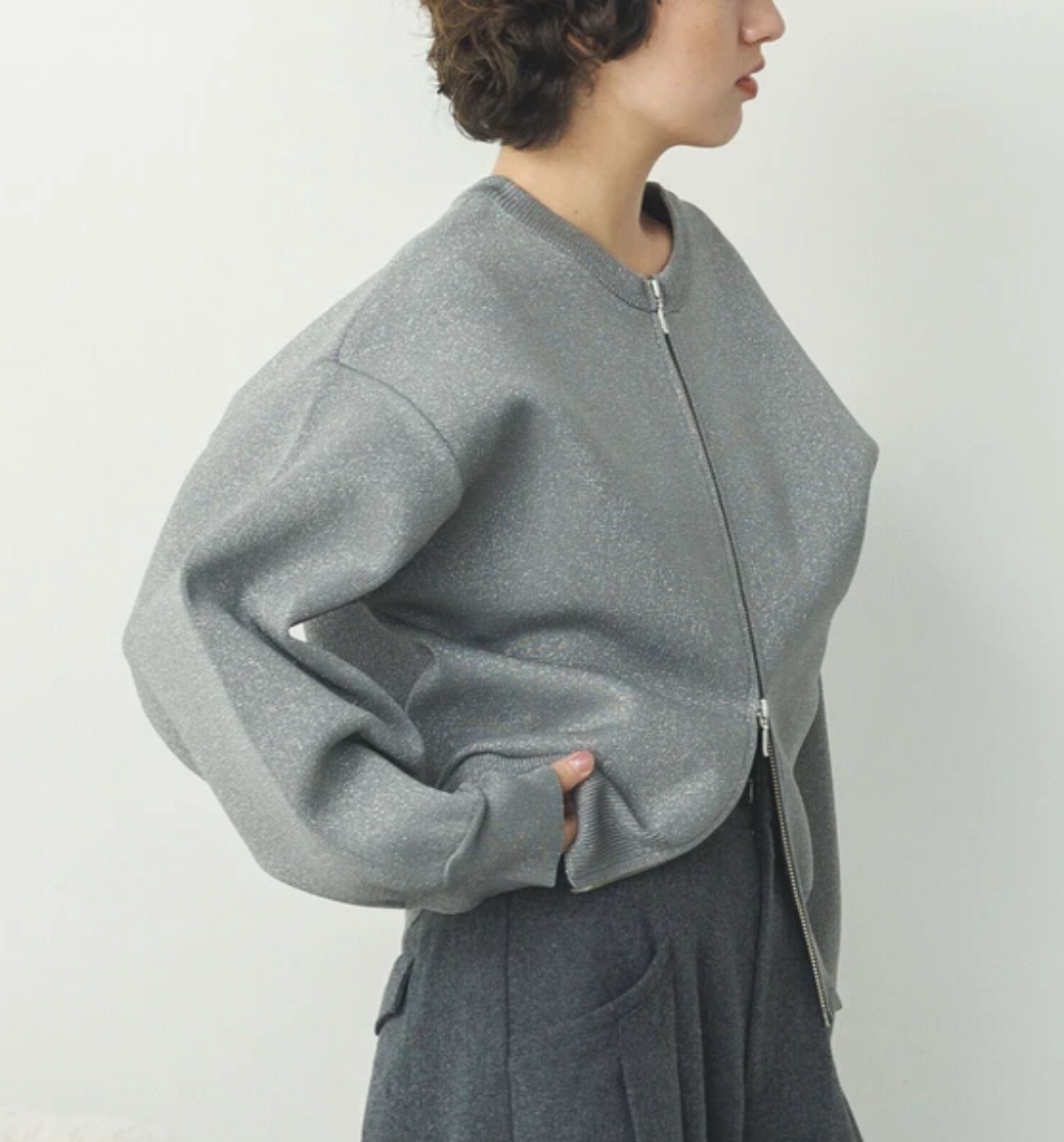 ジャガード編み ジップショートカーディガン