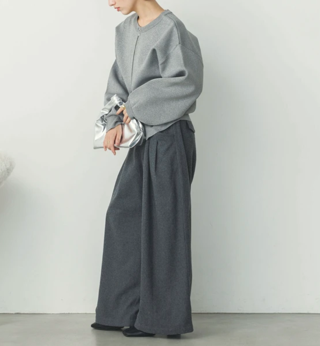 ジャガード編み ジップショートカーディガン