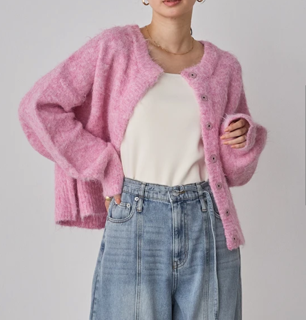 ミックスヤーン シャギー MIX起毛2WAYカーディガン （予約商品12/20発送予定）