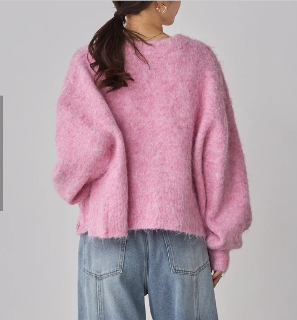 ミックスヤーン シャギー MIX起毛2WAYカーディガン （予約商品12/20発送予定）