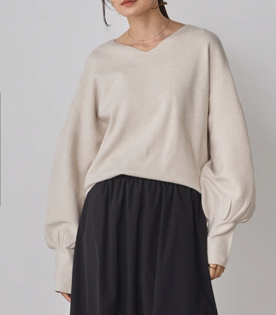 静電防止 やわもちヤーン ぽわん袖コクーンニット 2025新作 秋冬