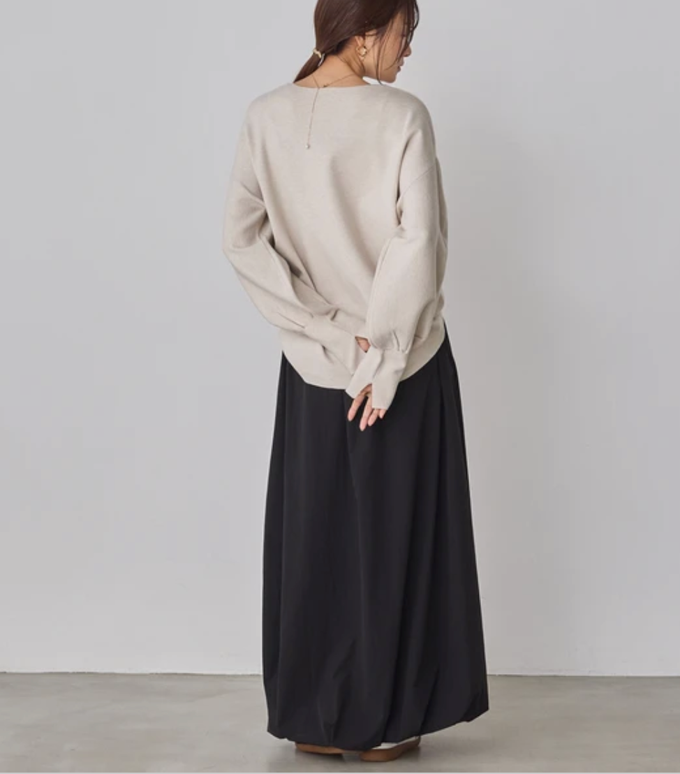 静電防止 やわもちヤーン ぽわん袖コクーンニット 2025新作 秋冬