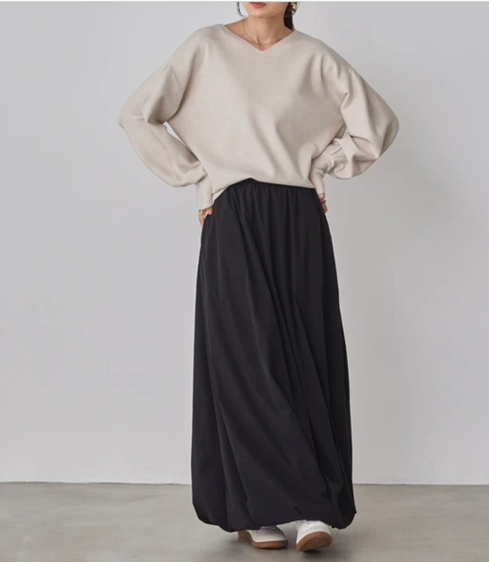 静電防止 やわもちヤーン ぽわん袖コクーンニット 2025新作 秋冬