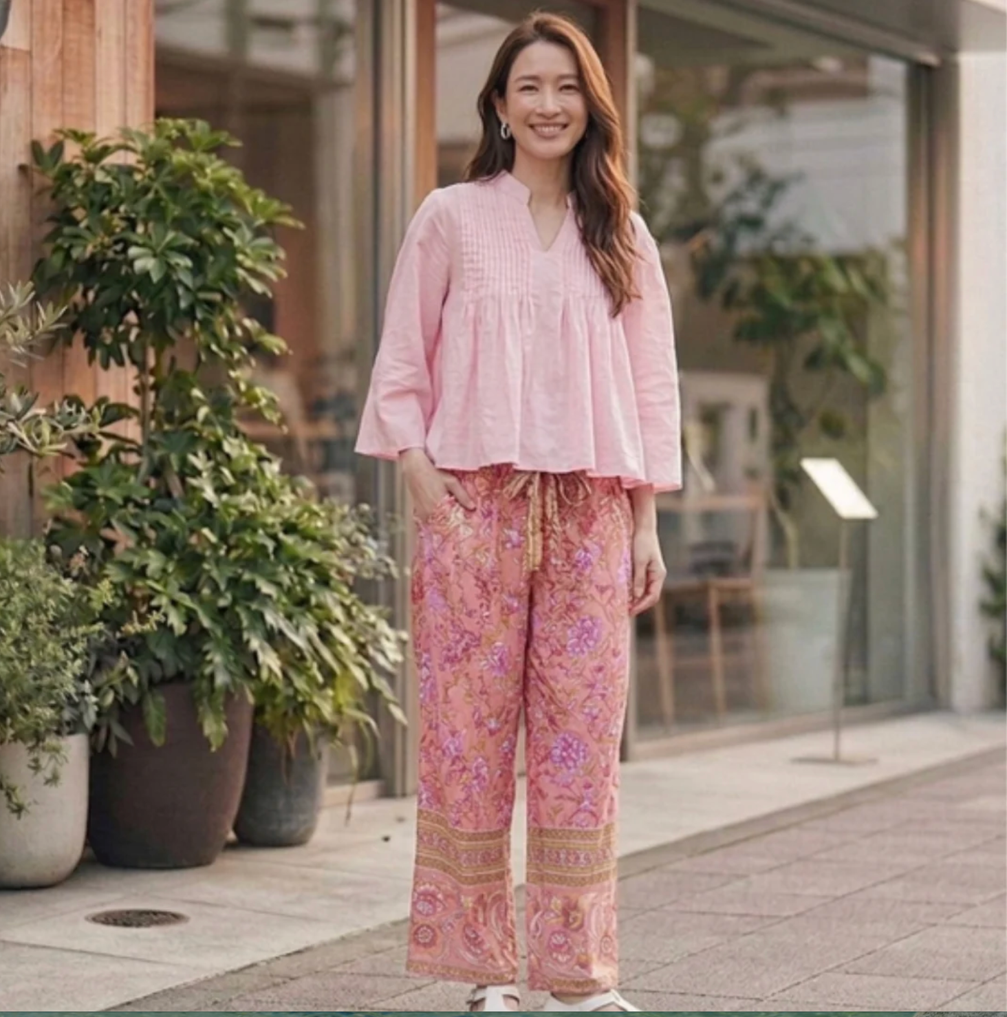 インド綿 ピンタックブラウス ミントグリーン｜軽やかに揺れる大人のコットンブラウス