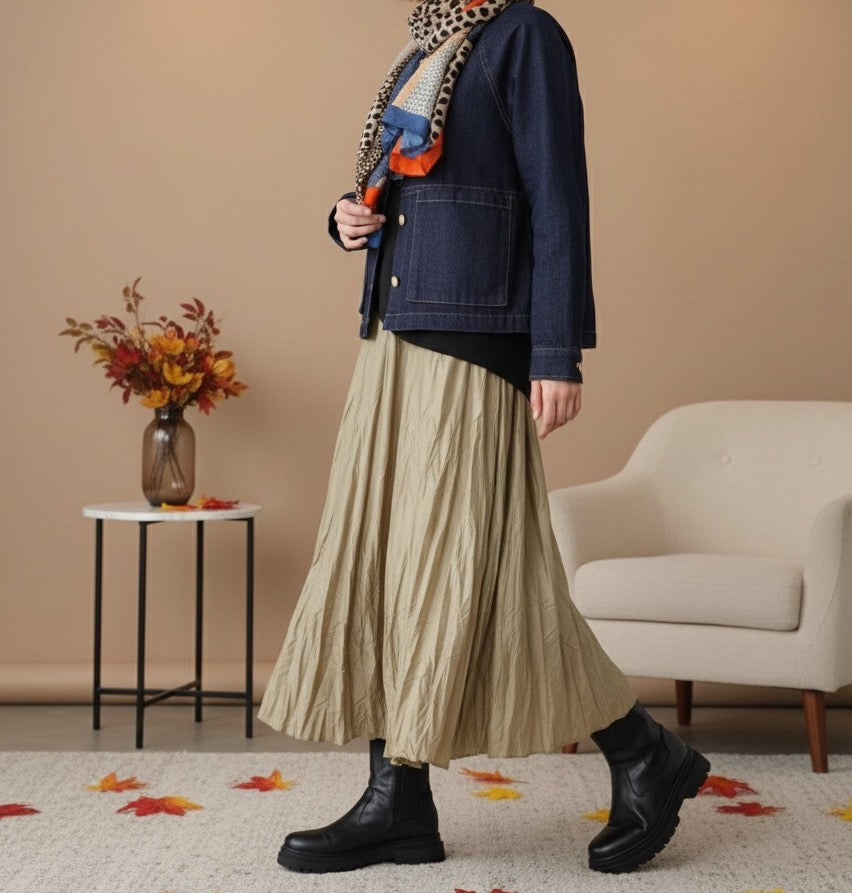 ワッシャーマットサテンスカート（再入荷）