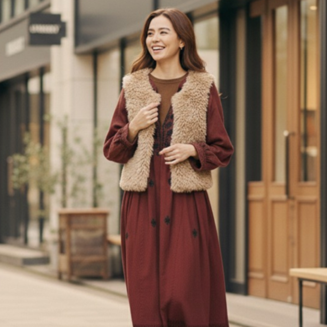 ノーカラープードルファージレベスト レディース【2025年秋冬新作】　