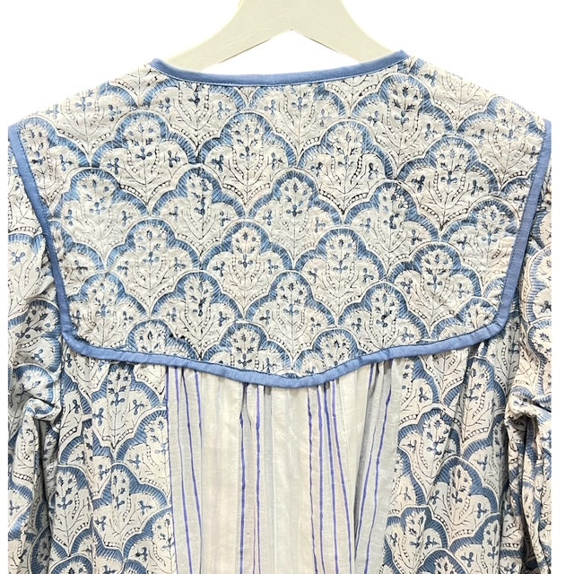 ブロックプリント胸ステッチワンピース