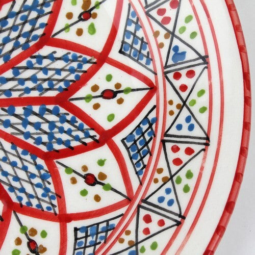 スラマ陶器 手描きデザート皿 D20 赤