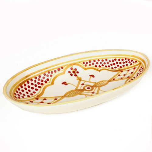 スラマ陶器 手描き浅皿楕円   イエロー