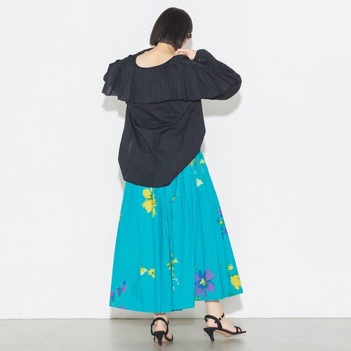 タイプライター 花柄タックスカート