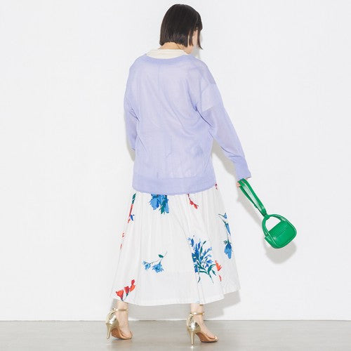 タイプライター 花柄タックスカート