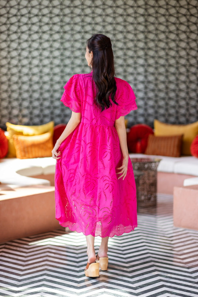 コットンレース　フロントボタンワンピース/ レースワンピース / レースワンピース/ロングワンピース /レース ロングワンピース/２色