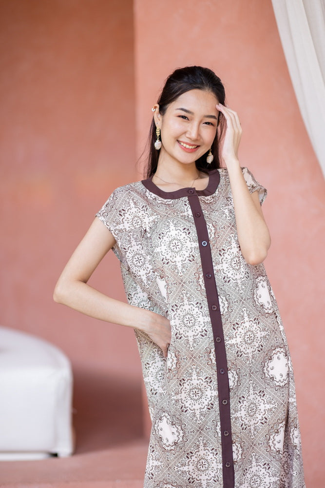 Oriental Print Dress  オリエンタル柄2wayワンピース