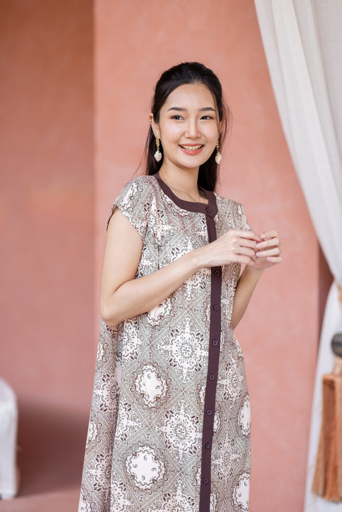 Oriental Print Dress  オリエンタル柄2wayワンピース