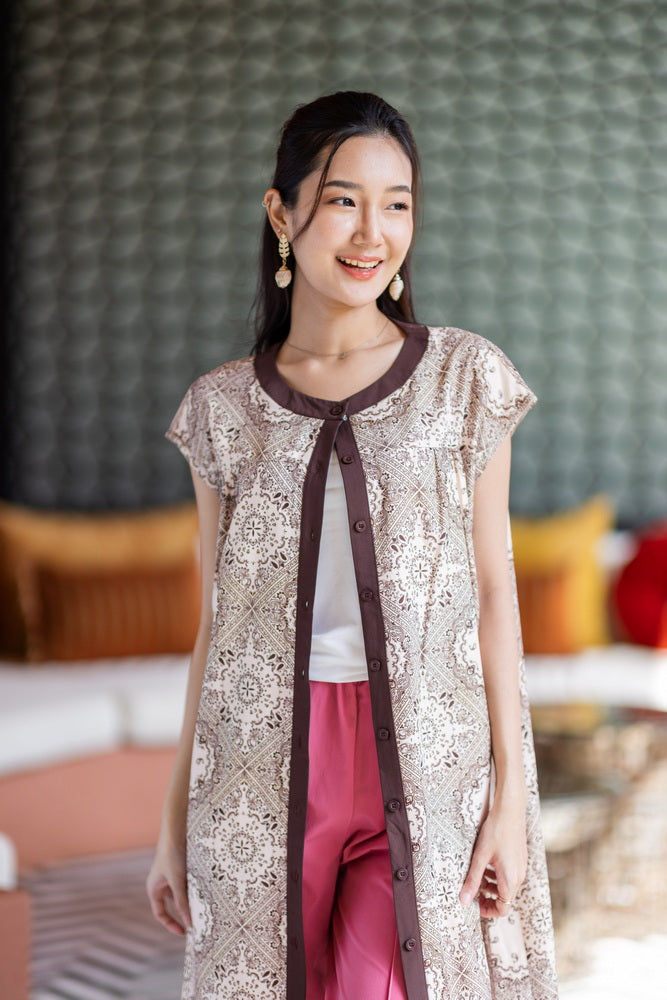 Oriental Print Dress  オリエンタル柄2wayワンピース