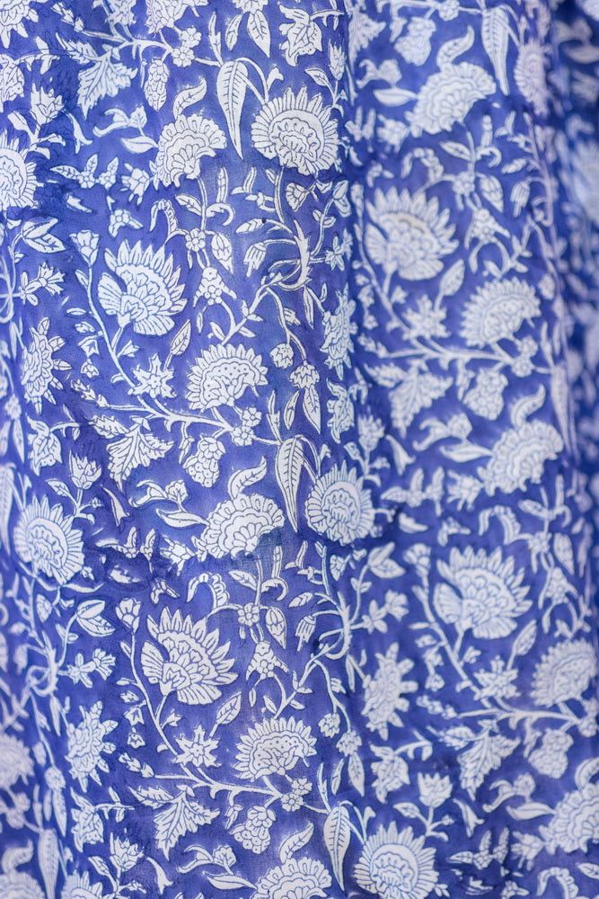 綿100% ブロッキング花柄 フレアスカート インド綿 インド製
