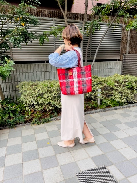 メルカドバッグ 肩掛け、メルカドトートバッグ R6色/チェック柄シリーズ　 　