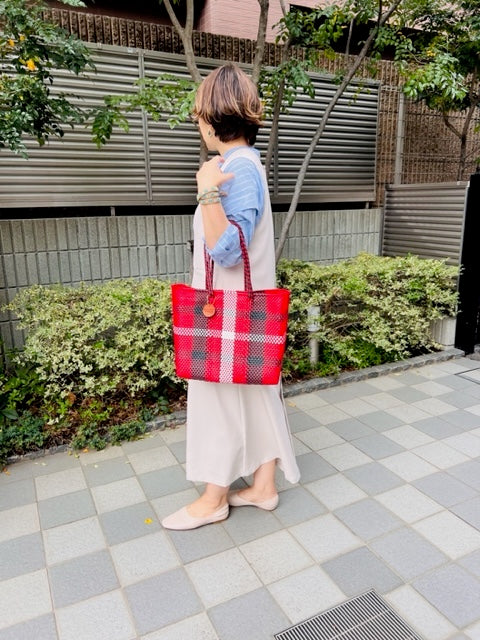 メルカドバッグ 肩掛け、メルカドトートバッグ R6色/チェック柄シリーズ　 　