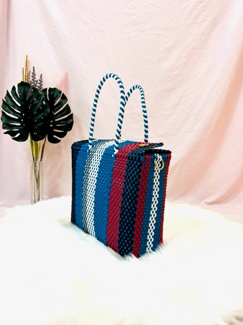 メルカドバッグ 肩掛け、メルカドフタ付き、メルカドバッグ M4色/柄シリーズ (M size)
