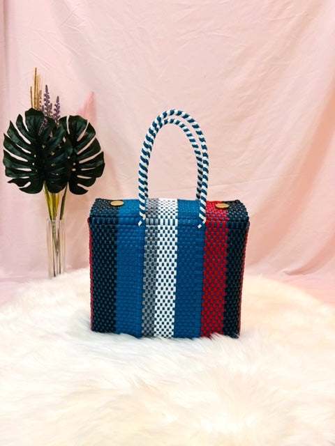 メルカドバッグ 肩掛け、メルカドフタ付き、メルカドバッグ M4色/柄シリーズ (M size)