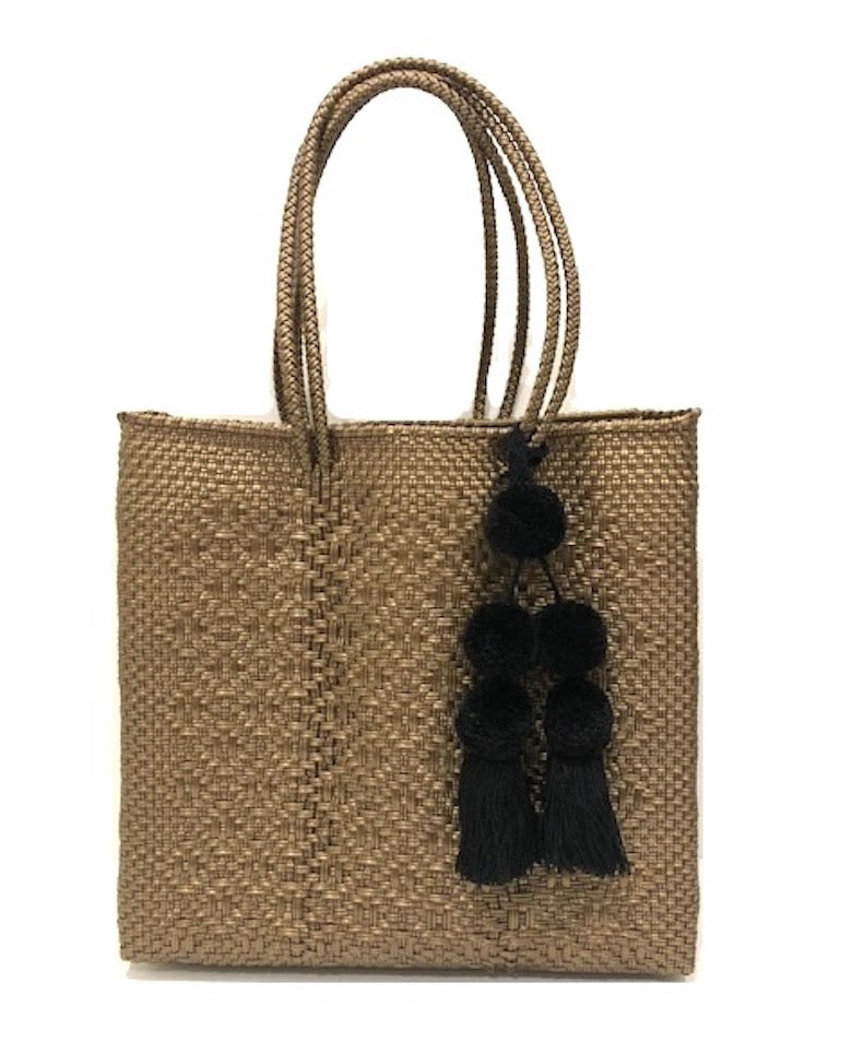 ミディアムハンドル メルカドトートバッグ M7色 （M・ミディアムハンドル）ポンポンチャーム付き Mexican BAG M with Pompom charm 　