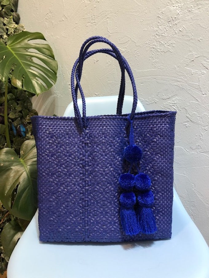 ミディアムハンドル メルカドトートバッグ M7色 （M・ミディアムハンドル）ポンポンチャーム付き Mexican BAG M with Pompom charm 　