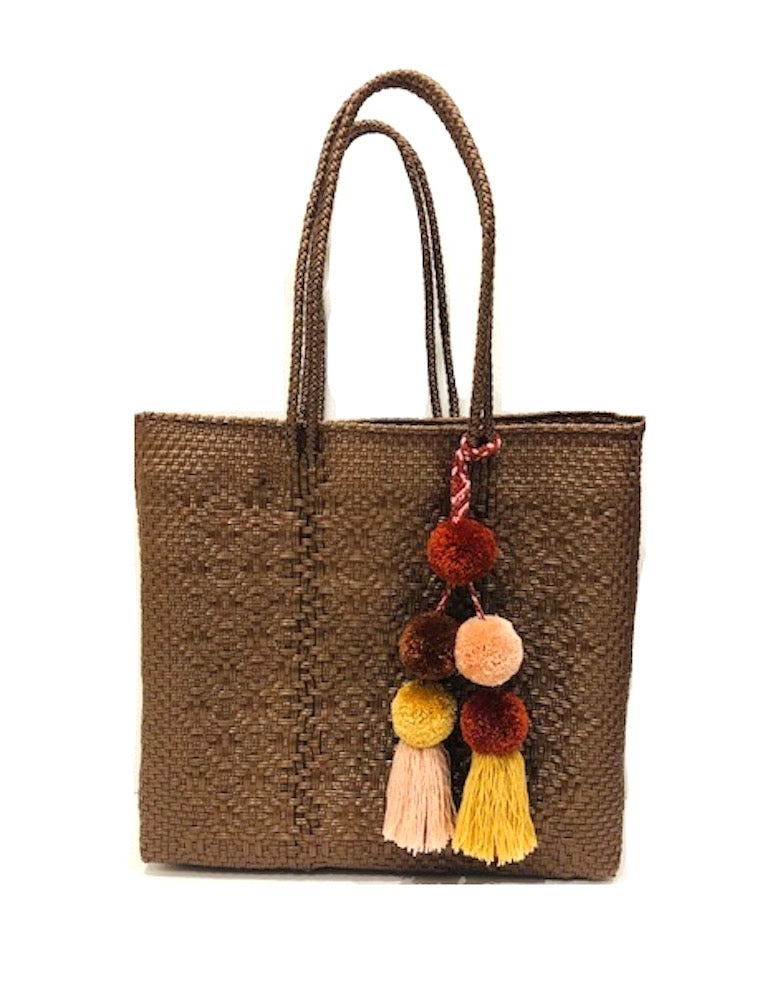 ミディアムハンドル メルカドトートバッグ M7色 （M・ミディアムハンドル）ポンポンチャーム付き Mexican BAG M with Pompom charm 　